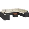 Image de vidaXL - 11-delige - Loungeset - met - kussens - poly - rattan - zwart