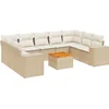 Image de vidaXL - 10-delige - Loungeset - met - kussens - poly - rattan - beige
