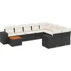 Image de vidaXL - 10-delige - Loungeset - met - kussens - poly - rattan - zwart