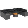 Image de vidaXL - 11-delige - Loungeset - met - kussens - poly - rattan - zwart