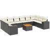 Image de vidaXL - 11-delige - Loungeset - met - kussens - poly - rattan - zwart