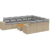 Image de vidaXL - 11-delige - Tuinset - met - kussens - poly - rattan - beige