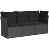 Image de vidaXL - 3-delige - Loungeset - met - kussens - poly - rattan - zwart