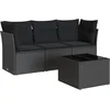 Image de vidaXL - 4-delige - Loungeset - met - kussens - poly - rattan - zwart