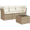Image de vidaXL - 4-delige - Loungeset - met - kussens - poly - rattan - beige