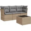 Image de vidaXL - 4-delige - Loungeset - met - kussens - poly - rattan - beige