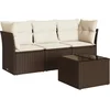 Image de vidaXL - 4-delige - Loungeset - met - kussens - poly - rattan - bruin