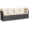 Image de vidaXL - 4-delige - Loungeset - met - kussens - poly - rattan - zwart