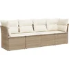 Image de vidaXL - 4-delige - Loungeset - met - kussens - poly - rattan - beige