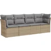 Image de vidaXL - 4-delige - Loungeset - met - kussens - poly - rattan - beige