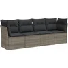 Image de vidaXL - 4-delige - Loungeset - met - kussens - poly - rattan - grijs