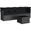 Image de vidaXL - 5-delige - Loungeset - met - kussens - poly - rattan - zwart