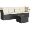 Image de vidaXL - 5-delige - Loungeset - met - kussens - poly - rattan - zwart