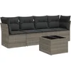 Image de vidaXL - 5-delige - Loungeset - met - kussens - poly - rattan - grijs