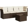Image de vidaXL - 5-delige - Loungeset - met - kussens - poly - rattan - bruin
