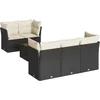 Image de vidaXL - 7-delige - Loungeset - met - kussens - poly - rattan - zwart