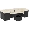 Image de vidaXL - 8-delige - Loungeset - met - kussens - poly - rattan - zwart
