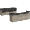 Image de vidaXL - 9-delige - Loungeset - met - kussens - poly - rattan - lichtgrijs