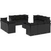 Image de vidaXL - 13-delige - Loungeset - met - kussens - poly - rattan - zwart