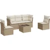 Image de vidaXL - 6-delige - Loungeset - met - kussens - poly - rattan - beige