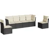 Image de vidaXL - 6-delige - Loungeset - met - kussens - poly - rattan - zwart