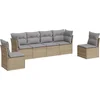 Image de vidaXL - 6-delige - Loungeset - met - kussens - poly - rattan - beige