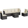 Image de vidaXL - 7-delige - Loungeset - met - kussens - poly - rattan - zwart