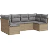 Image de vidaXL - 6-delige - Loungeset - met - kussens - poly - rattan - beige
