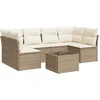 Image de vidaXL - 7-delige - Loungeset - met - kussens - poly - rattan - beige