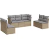 Image de vidaXL - 7-delige - Loungeset - met - kussens - poly - rattan - beige