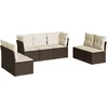 Image de vidaXL - 7-delige - Loungeset - met - kussens - poly - rattan - bruin