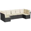 Image de vidaXL - 7-delige - Loungeset - met - kussens - poly - rattan - zwart