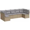 Image de vidaXL - 7-delige - Loungeset - met - kussens - poly - rattan - beige