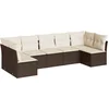 Image de vidaXL - 7-delige - Loungeset - met - kussens - poly - rattan - bruin