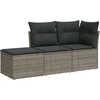 Image de vidaXL - 3-delige - Loungeset - met - kussens - poly - rattan - grijs