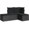 Image de vidaXL - 4-delige - Loungeset - met - kussens - poly - rattan - zwart