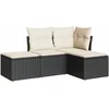 Image de vidaXL - 4-delige - Loungeset - met - kussens - poly - rattan - zwart