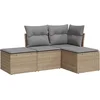 Image de vidaXL - 4-delige - Loungeset - met - kussens - poly - rattan - beige