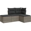 Image de vidaXL - 4-delige - Loungeset - met - kussens - poly - rattan - grijs