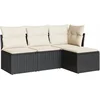 Image de vidaXL - 4-delige - Loungeset - met - kussens - poly - rattan - zwart