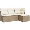 Image de vidaXL - 4-delige - Loungeset - met - kussens - poly - rattan - beige