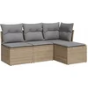 Image de vidaXL - 4-delige - Loungeset - met - kussens - poly - rattan - beige