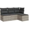 Image de vidaXL - 4-delige - Loungeset - met - kussens - poly - rattan - lichtgrijs