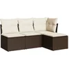 Image de vidaXL - 4-delige - Loungeset - met - kussens - poly - rattan - bruin