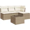 Image de vidaXL - 5-delige - Loungeset - met - kussens - poly - rattan - beige