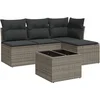 Image de vidaXL - 5-delige - Loungeset - met - kussens - poly - rattan - grijs