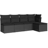 Image de vidaXL - 5-delige - Loungeset - met - kussens - poly - rattan - zwart
