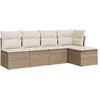 Image de vidaXL - 5-delige - Loungeset - met - kussens - poly - rattan - beige