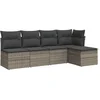 Image de vidaXL - 5-delige - Loungeset - met - kussens - poly - rattan - grijs