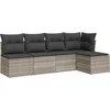 Image de vidaXL - 5-delige - Loungeset - met - kussens - poly - rattan - lichtgrijs